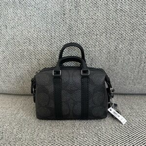 NWT Coach Mini Trekker Bag Charm In Signature Canvas CBK63